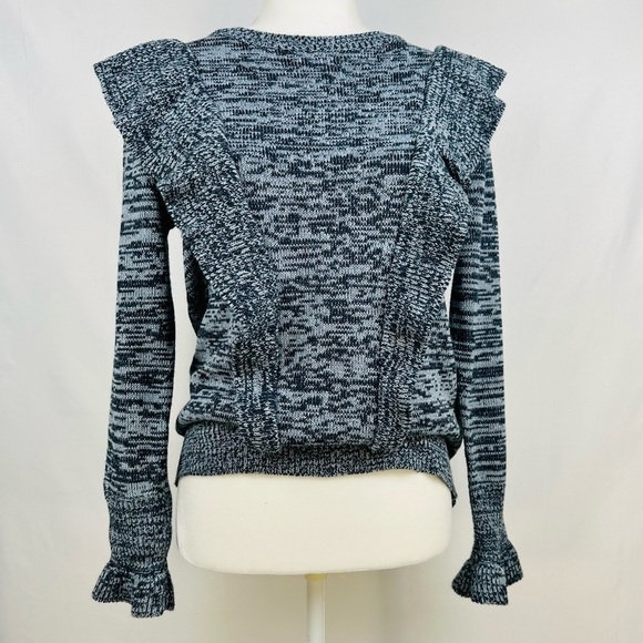 Evelyn Taylor - Navy Sweater with ruffles - Size: Large - Picture 1 of 6
